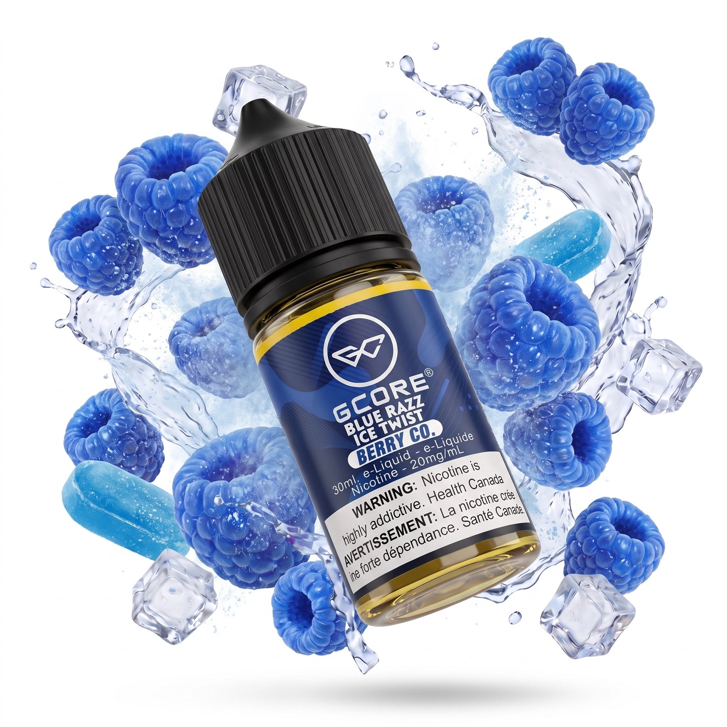 BLUE RAZZ ICE TWIST GCORE e-liquid bottle
