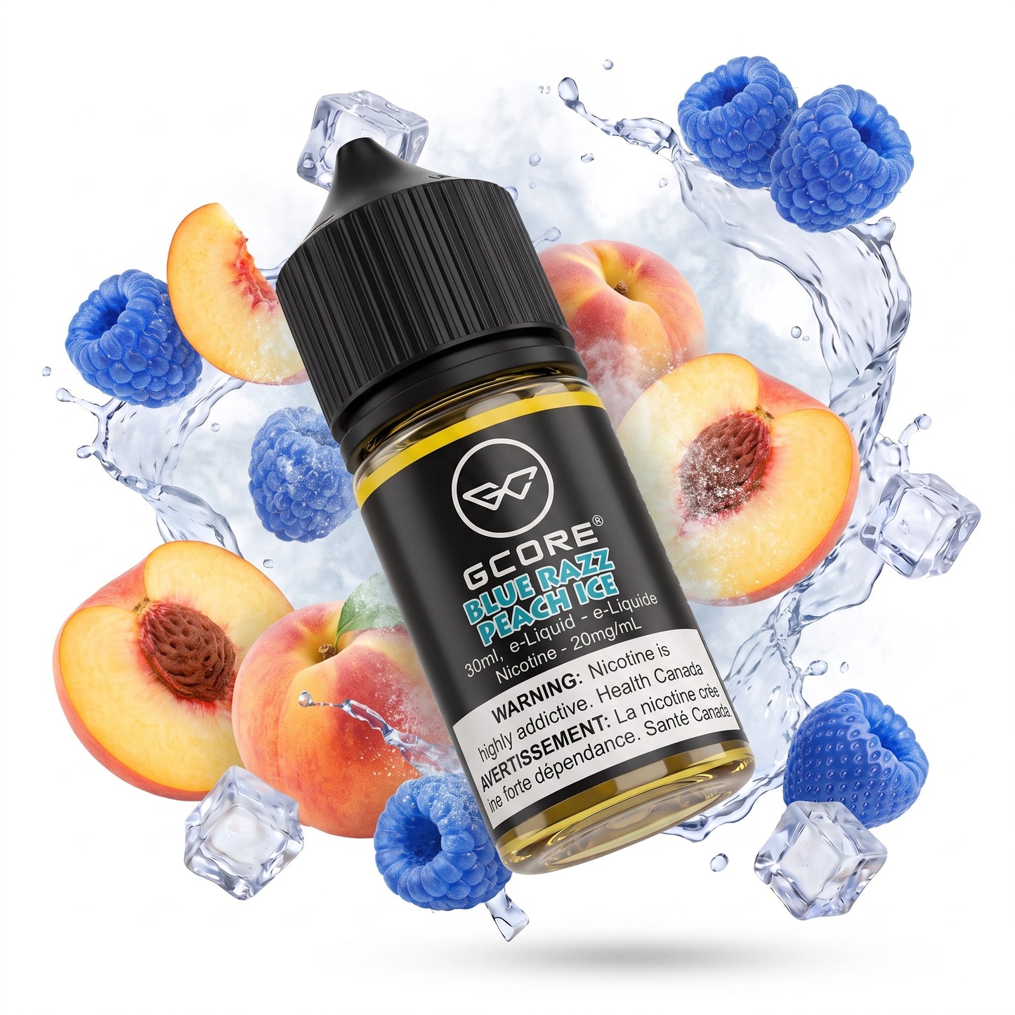 BLUE RAZZ PEACH ICE GCORE e-liquid bottle
