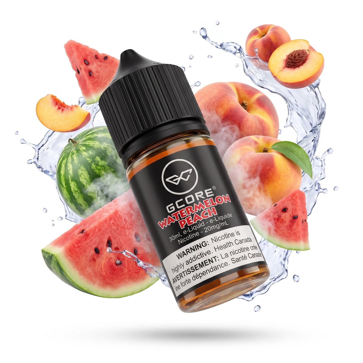 WATERMELON PEACH GCORE e-liquid bottle