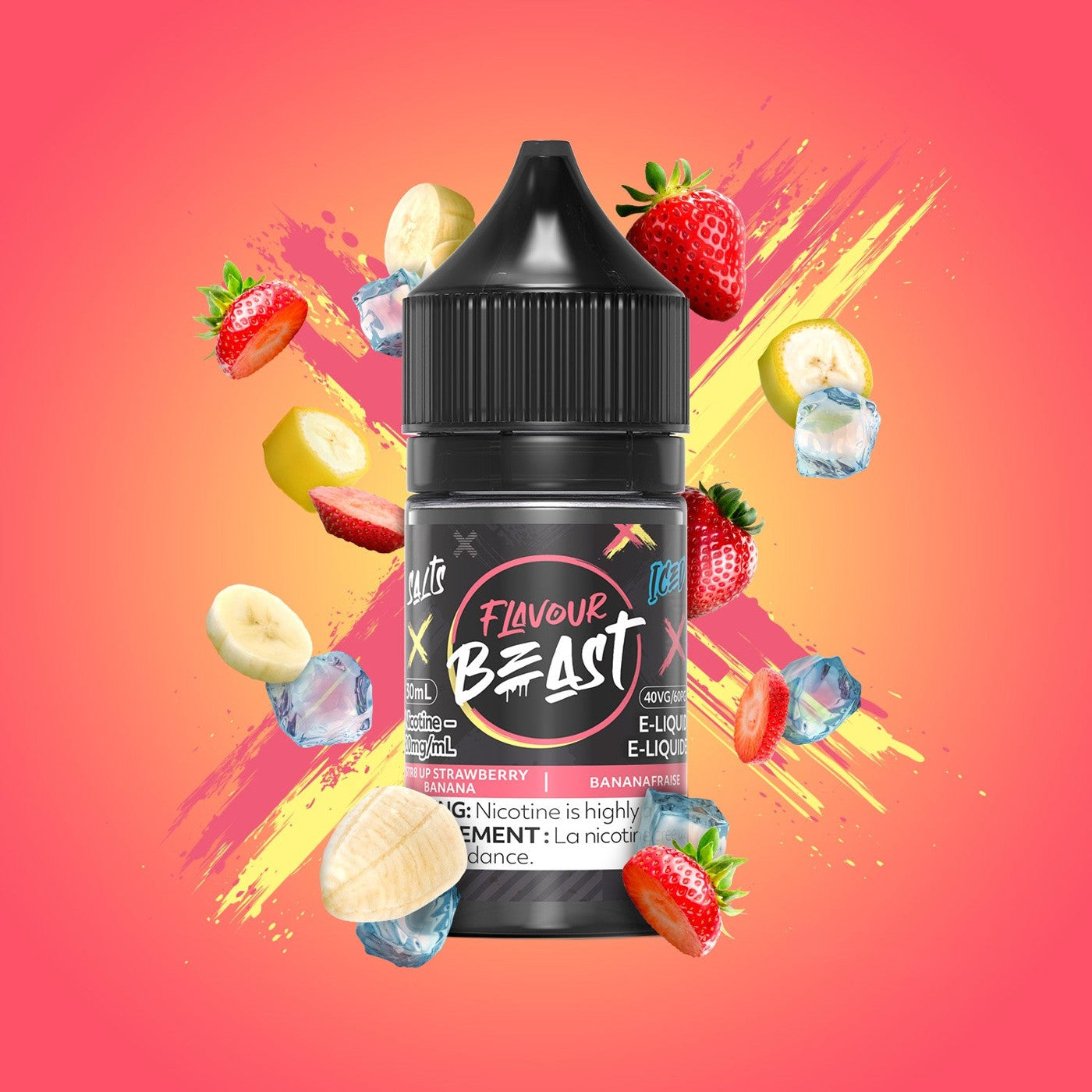 STR8 UP STRAWBERRY BANANA ICED FLAVOUR BEAST 30mL salt nic e-liquid