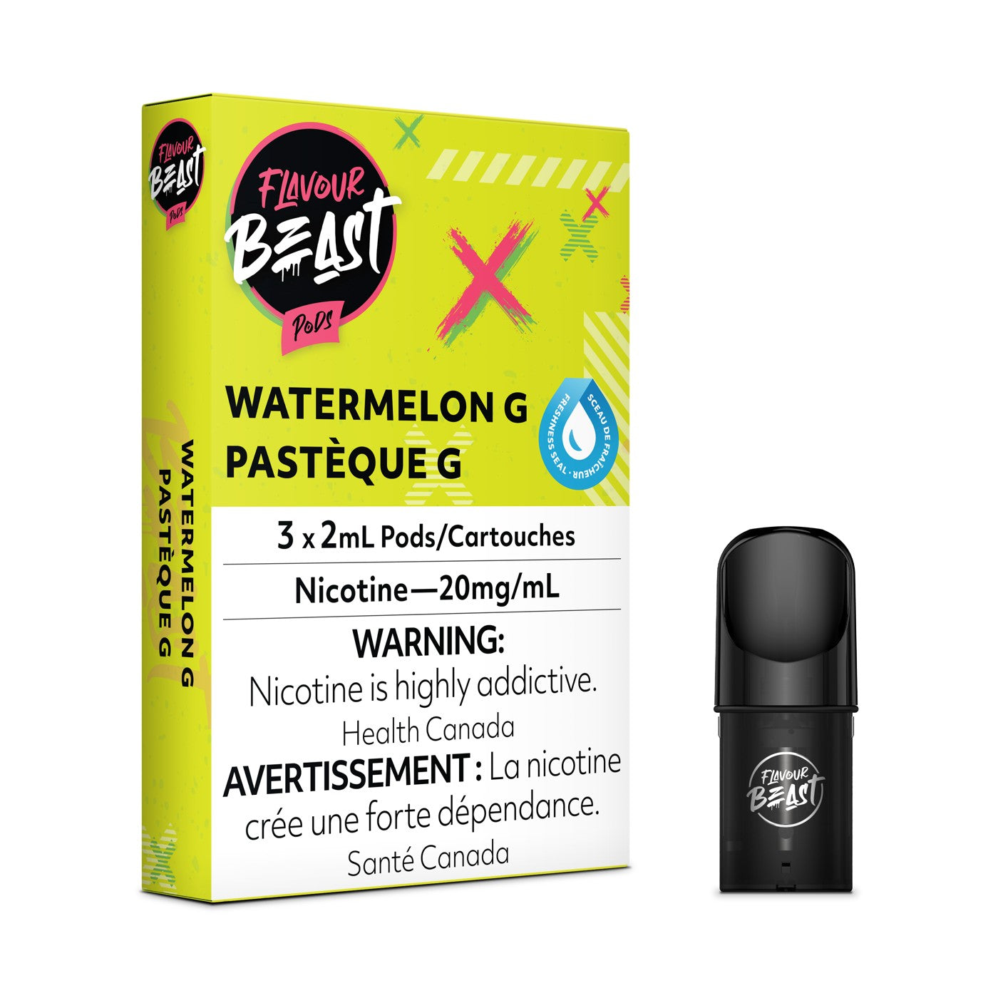 WATERMELON G FLAVOUR BEAST POD PACK box