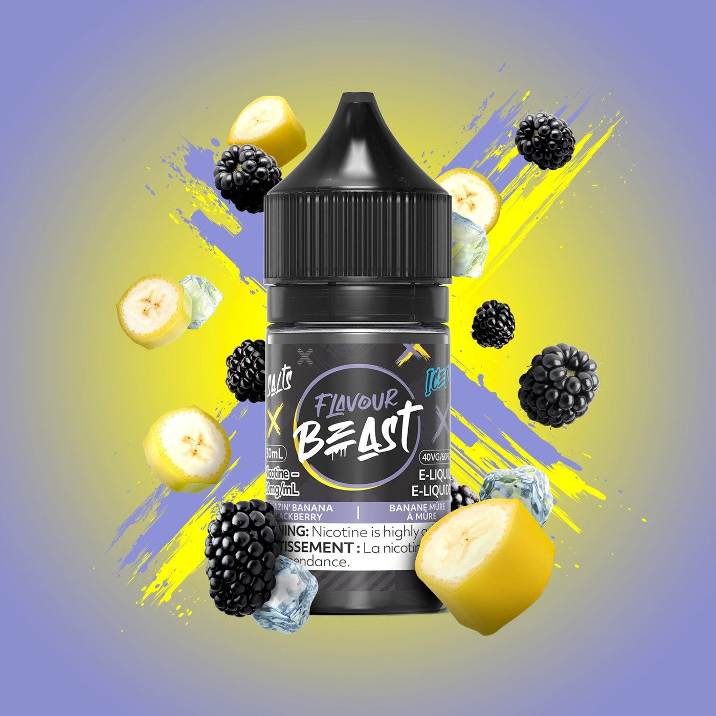 BLAZIN' BANANA BLACKBERRY ICED FLAVOUR BEAST 30mL salt nic e-liquid