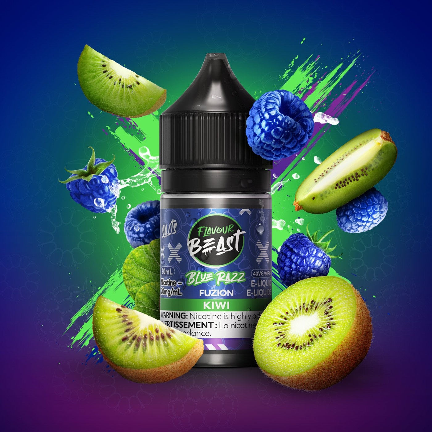 BLUE RAZZ FUZION KIWI FLAVOUR BEAST 30mL salt nic e-liquid