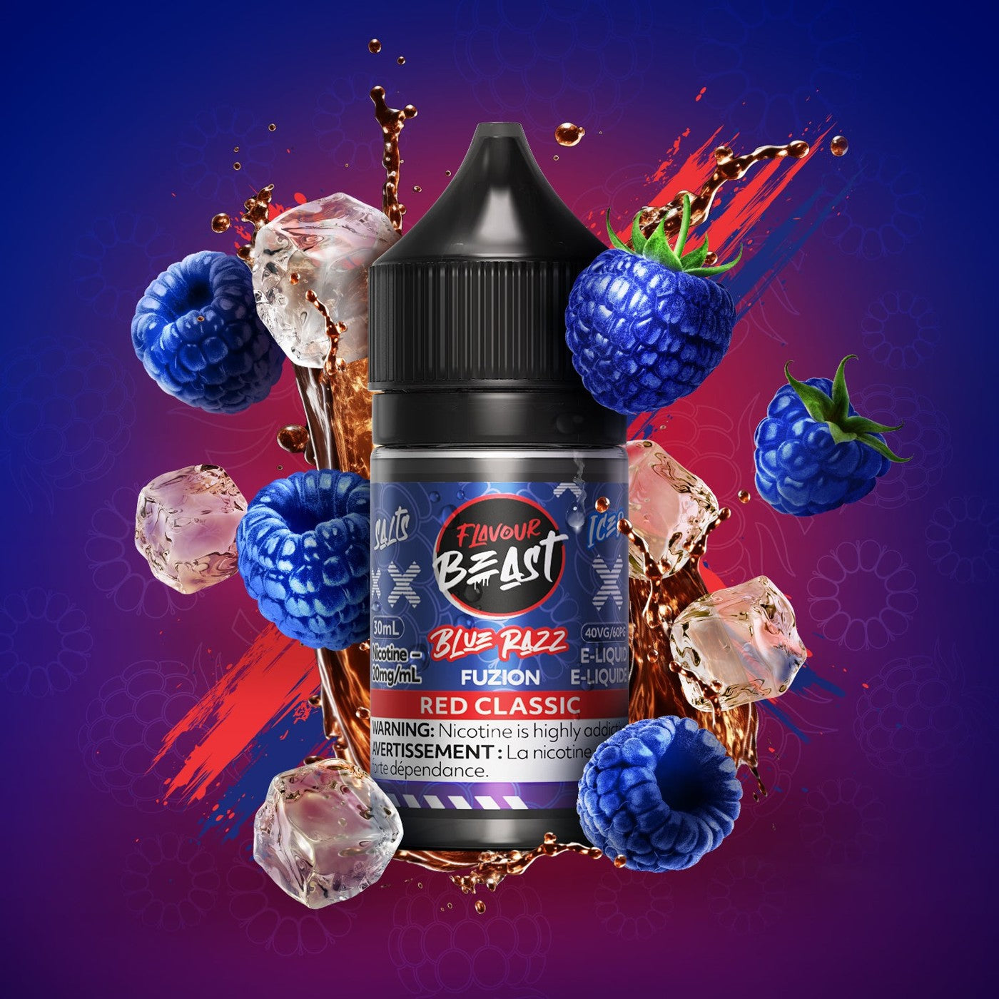 BLUE RAZZ FUZION RED CLASSIC ICED FLAVOUR BEAST 30mL salt nic e-liquid