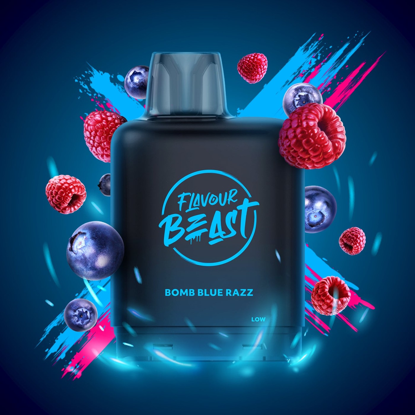 BOMB BLUE RAZZ LEVEL X BOOST G2 32K POD pod