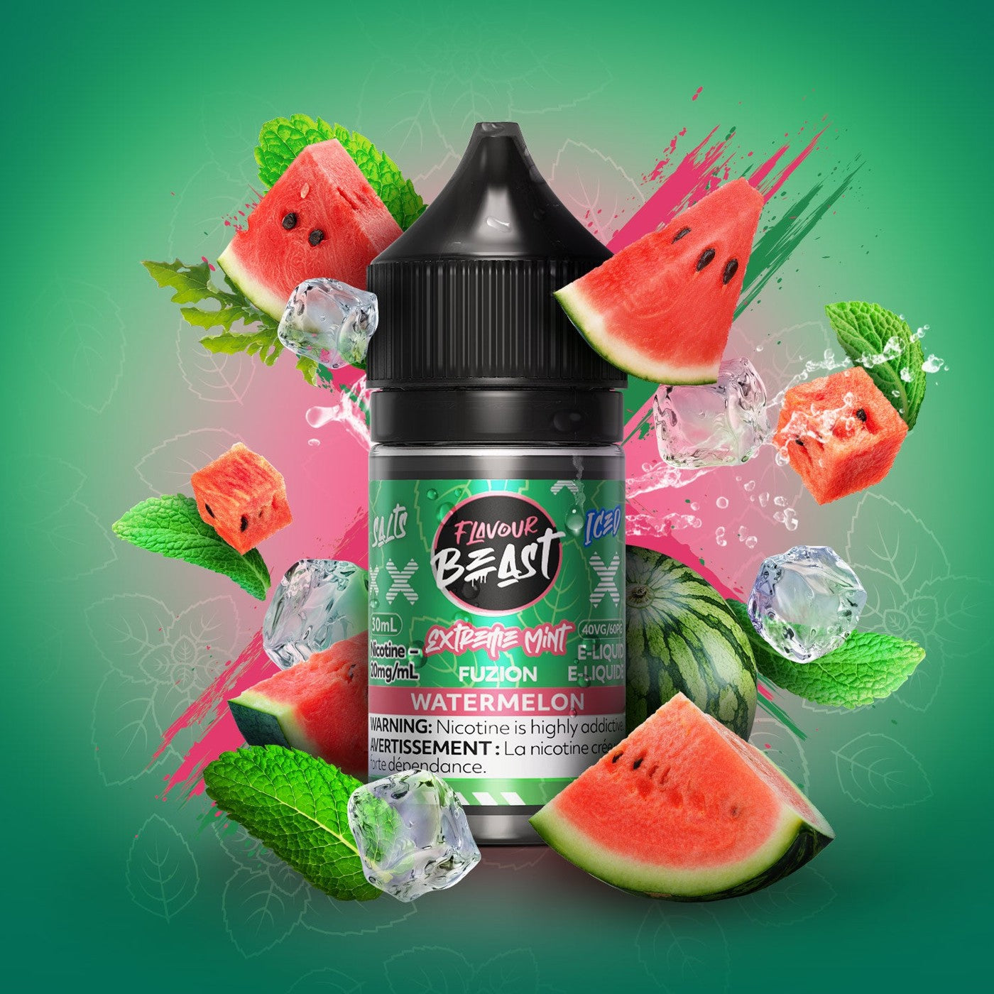 EXTREME MINT FUZION WATERMELON ICED FLAVOUR BEAST 30mL salt nic e-liquid