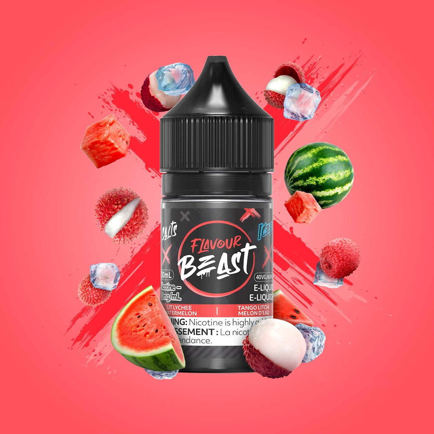 LIT LYCHEE WATERMELON ICED FLAVOUR BEAST 30mL salt nic e-liquid