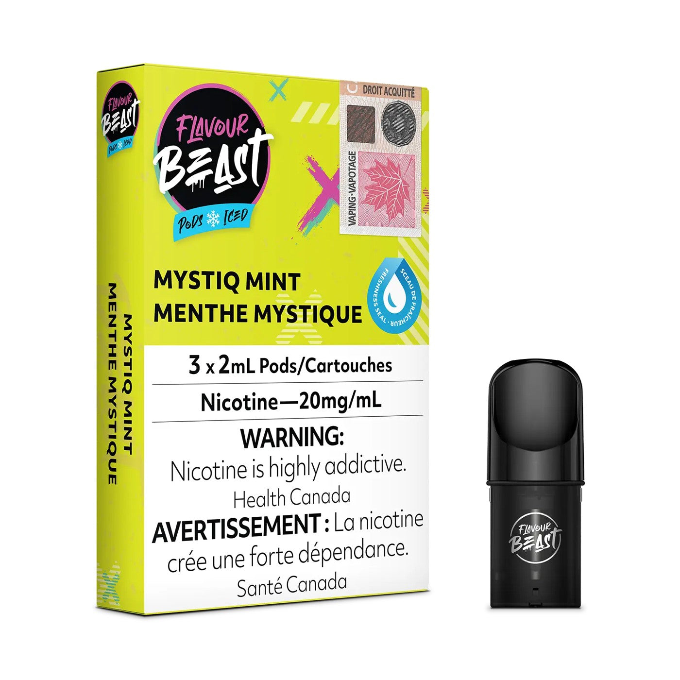 MYSTIQ MINT ICED FLAVOUR BEAST POD PACK box