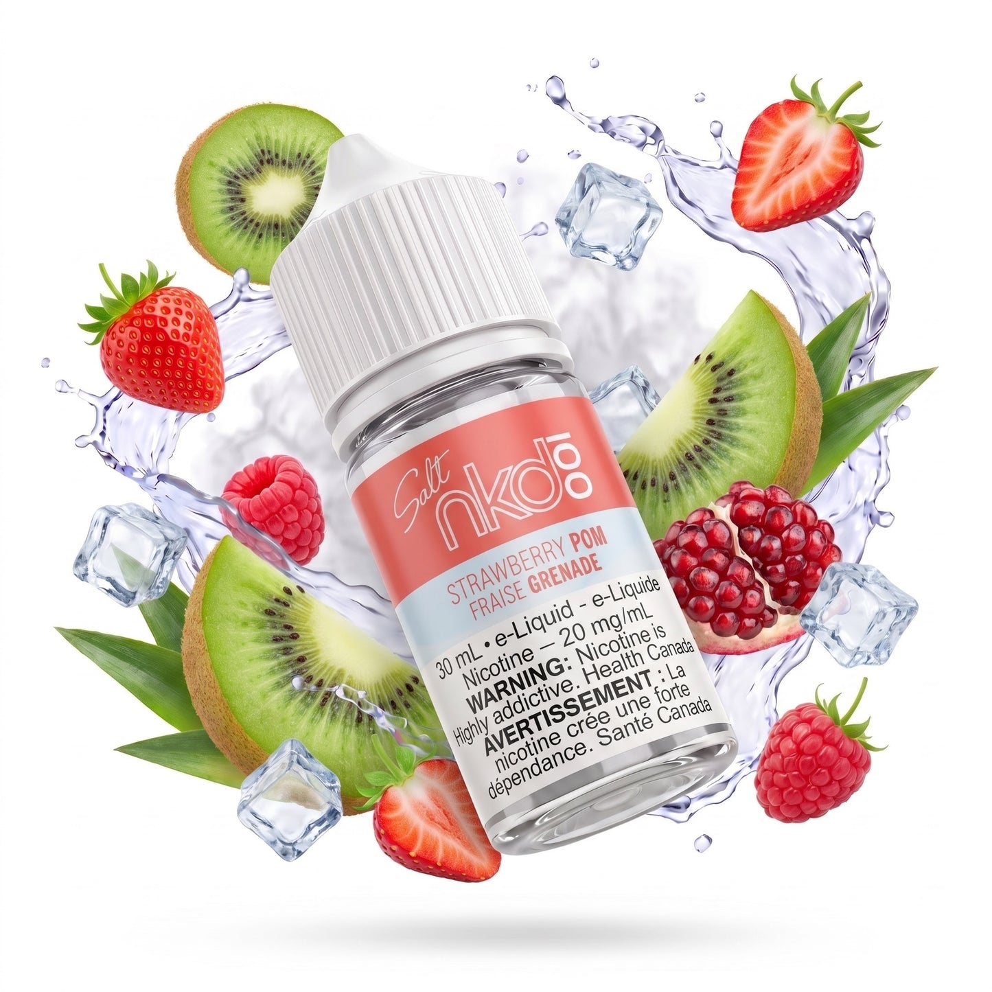STRAWBERRY POM NAKED 100 SALT e-liquid bottle