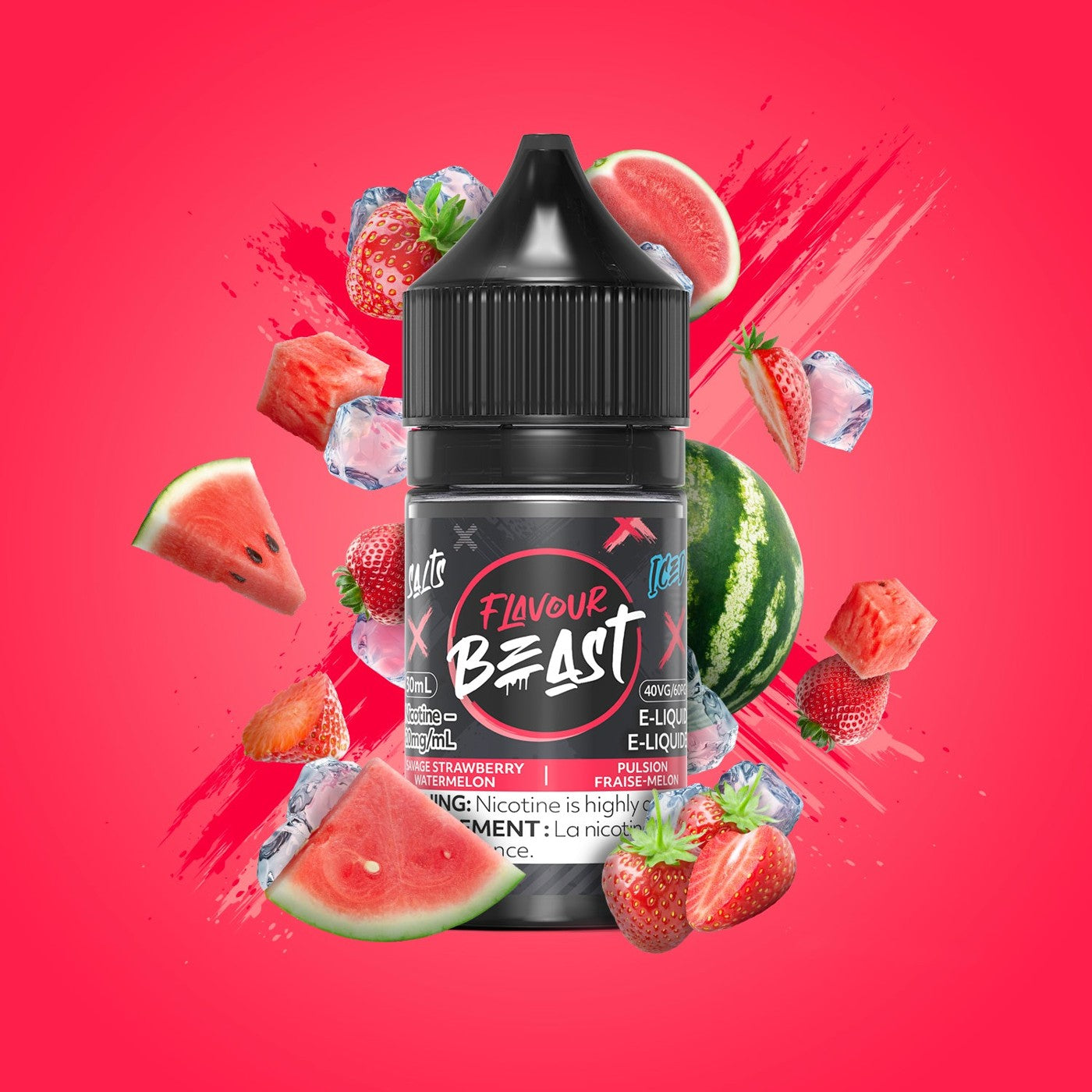 SAVAGE STRAWBERRY WATERMELON ICED FLAVOUR BEAST 30mL salt nic e-liquid