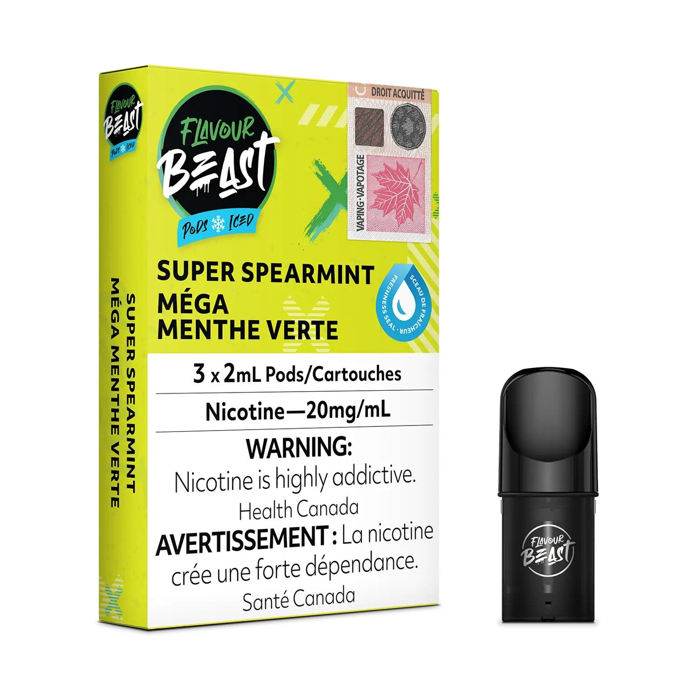SUPER SPEARMINT ICED FLAVOUR BEAST POD PACK box