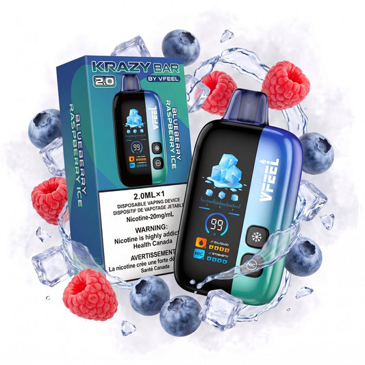 BLUEBERRY RASPBERRY ICE VFEEL KRAZY BAR 2.0 disposable vape