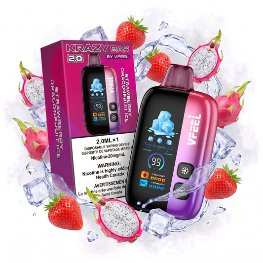 STRAWBERRY DRAGONFRUIT ICE VFEEL KRAZY BAR 2.0 disposable vape