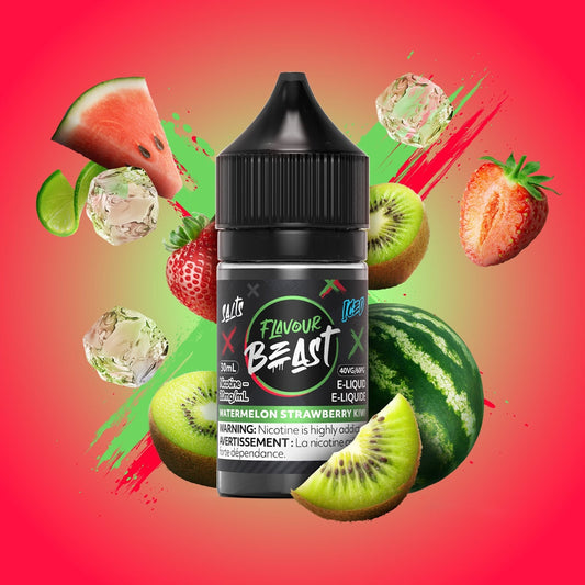 WATERMELON STRAWBERRY KIWI ICED FLAVOUR BEAST 30mL salt nic e-liquid