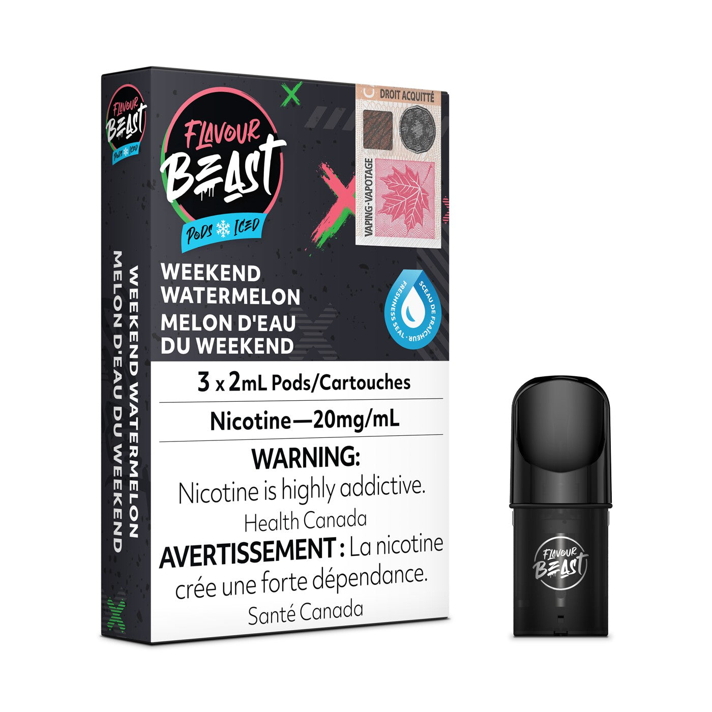 WEEKEND WATERMELON ICED FLAVOUR BEAST POD PACK box