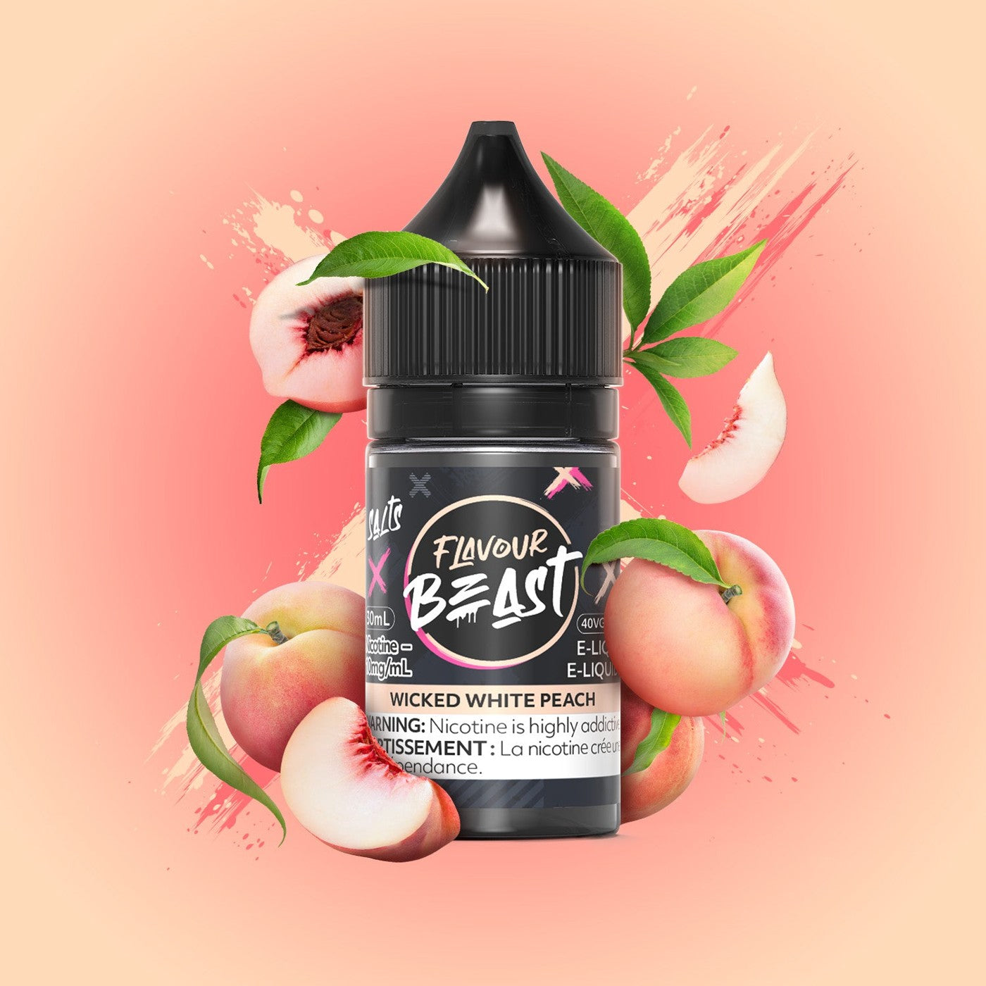 WICKED WHITE PEACH FLAVOUR BEAST 30mL salt nic e-liquid